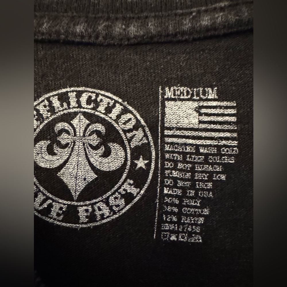 Affliction American Customs Vision Quest Top Women's Black Tee Size Medium - Picture 13 of 13